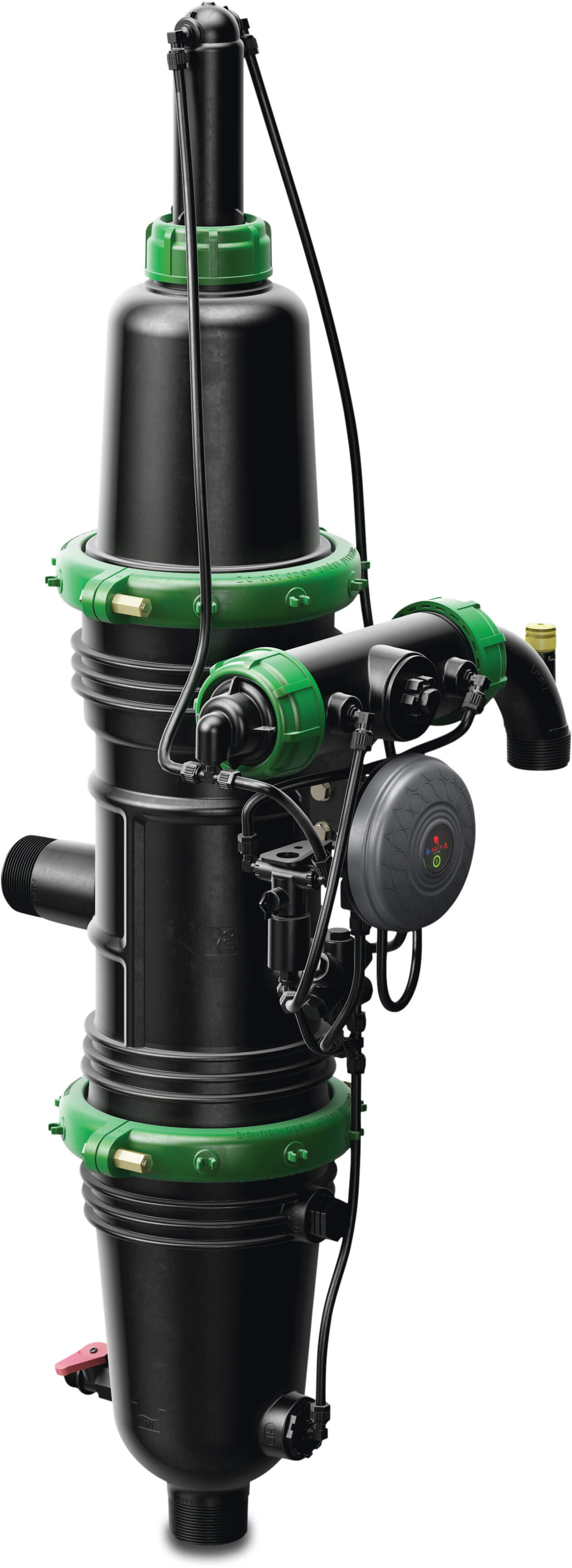 Amiad Automatic filter fibreglass reinforced nylon 2" male thread 8bar 100micron 0,1 mm stainless steel 316 9-12VDC latch black/green type Mini Sigma Angle