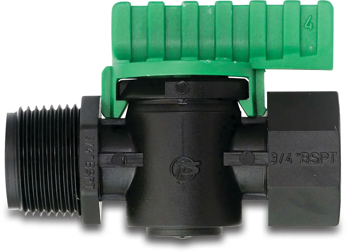 Tavlit Miniventil PP 3/4" utvändig gänga x invändig gänga 8bar