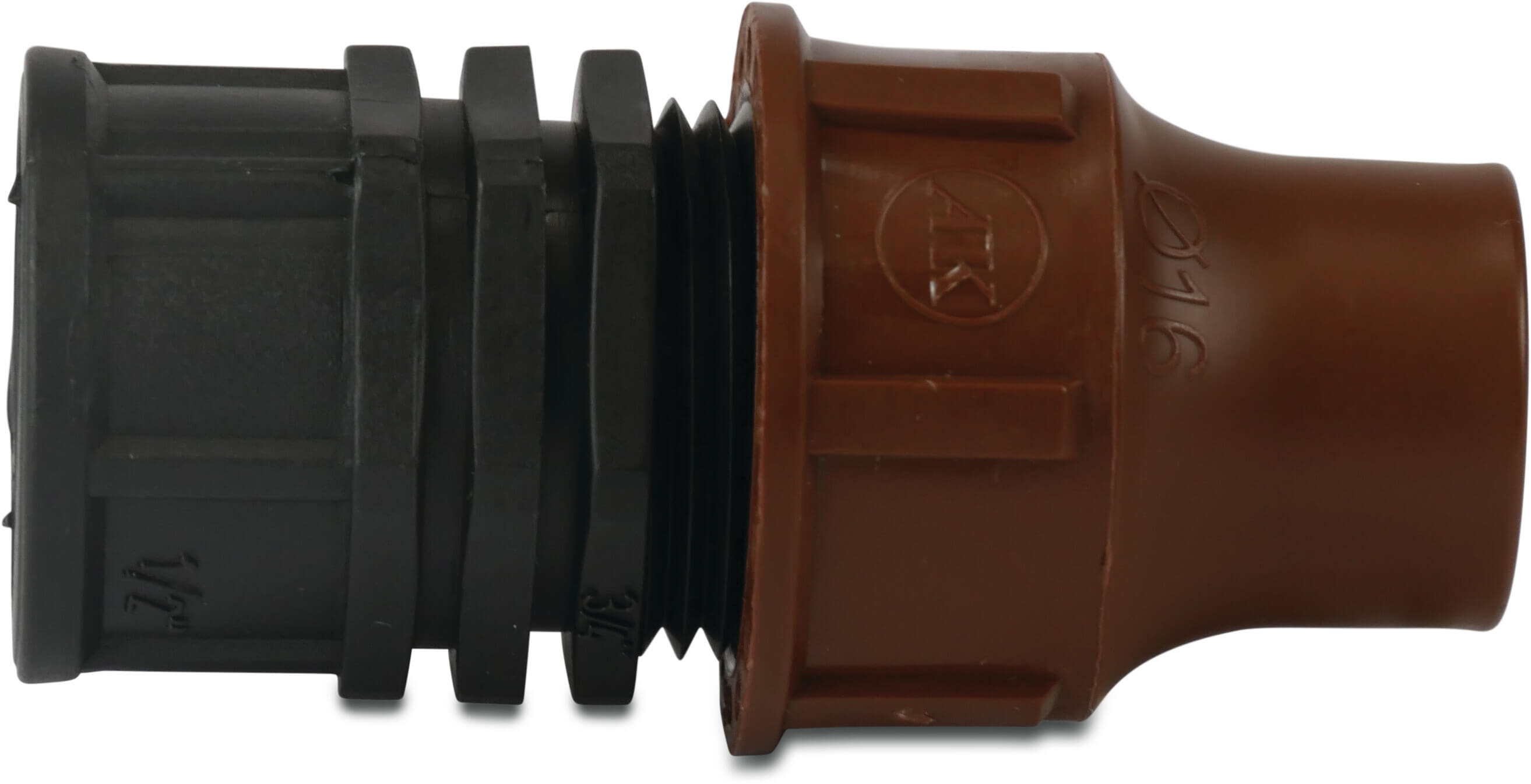 Kupplung PP 16 mm x 3/4" lock x Innengewinde 6bar Braun Typ BF-62-75 lock