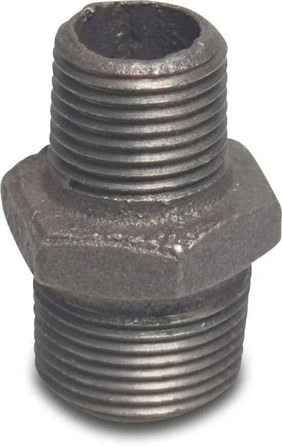 Profec Nr. 245 Reducer nipple cast iron black 1" x 1/2" male thread 25bar DVGW