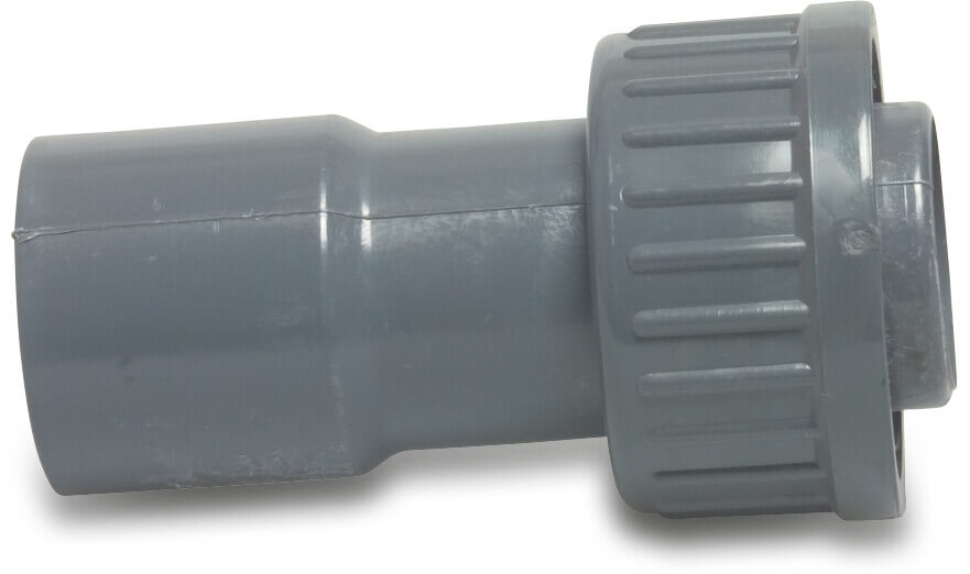 VDL 2/3 union adaptor PVC-U 7,5bar glue socket x female threaded nut grey
