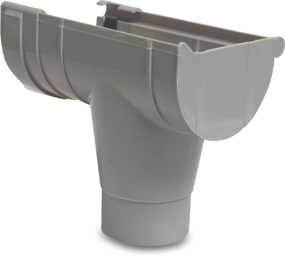 Rinnenendstück PVC-U 125 mm x 80 mm Steckmuffe x Reduziert Grau Typ Links