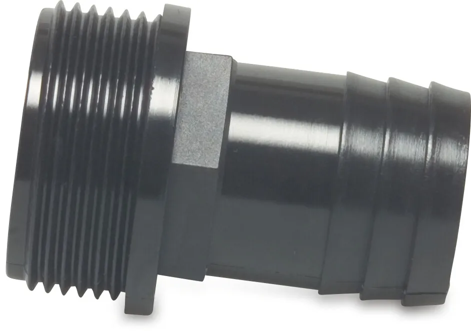Hose tail adaptor nylon 3/4" x 19 mm male thread x hose tail 6bar black type rec