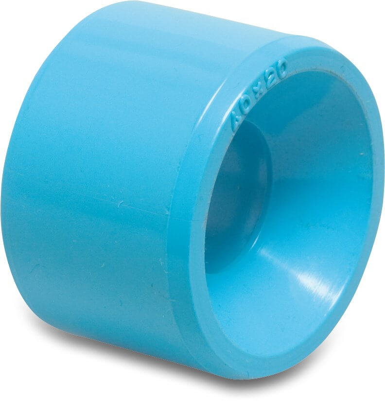 Reducing bush PVR 20 mm x 16 mm glue spigot x glue socket 12,5bar blue