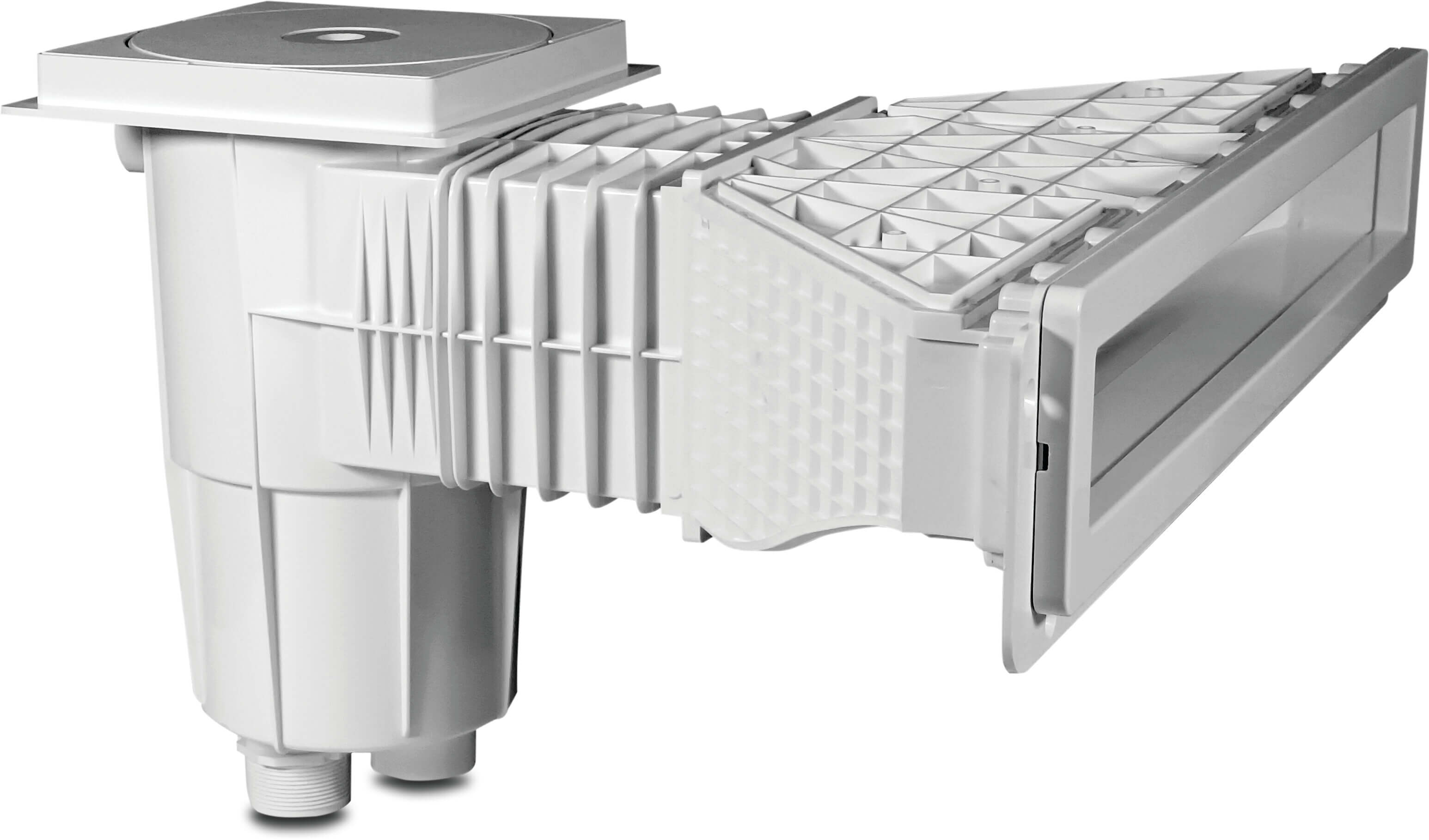 Flotide Skimmer ABS 1 1/2" x M6 female thread white rectangular type High Waterline liner pools