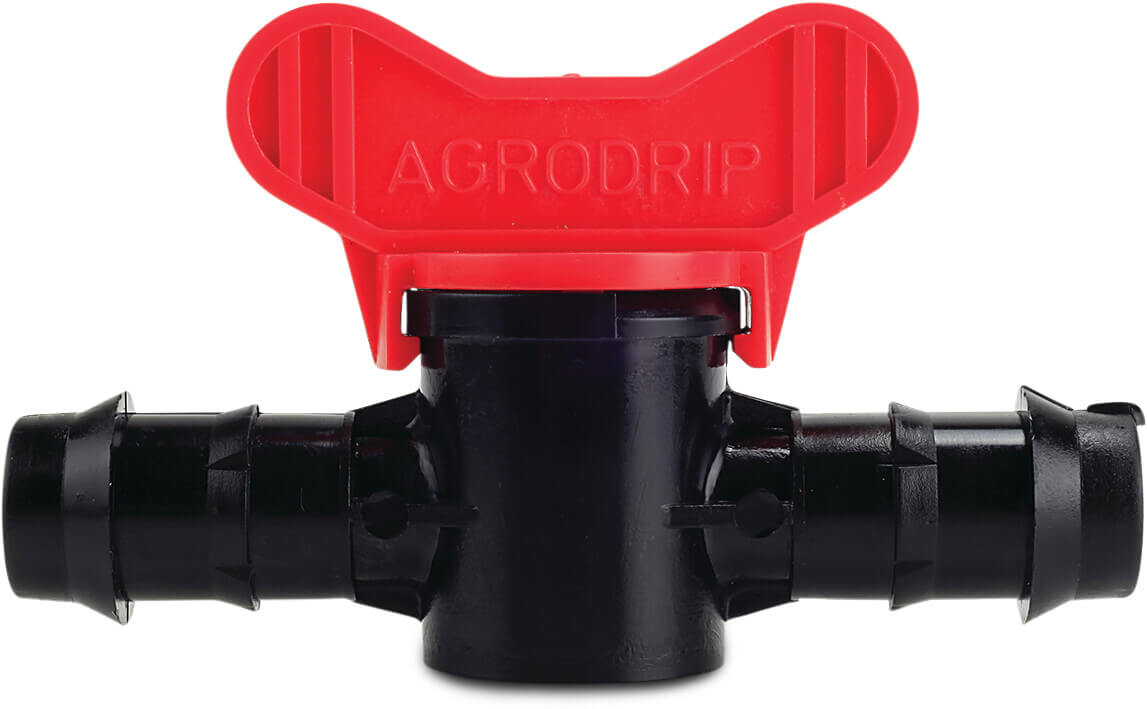 Zawór mini PP 16 mm karbowane czarny