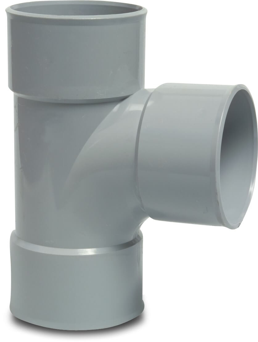 Drainage T-piece 87° PVC-U 32 mm glue socket grey KOMO