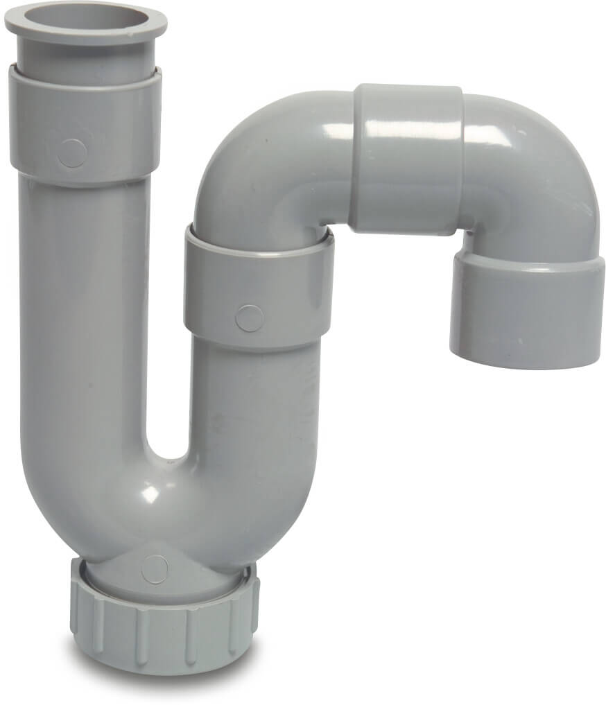 Siphon PVC 40 mm Klebemuffe Grau Typ P+S