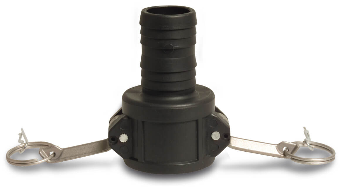 Quick coupler PP 2" x 50 mm female part Camlock x hose tail 6bar black type Camlock C