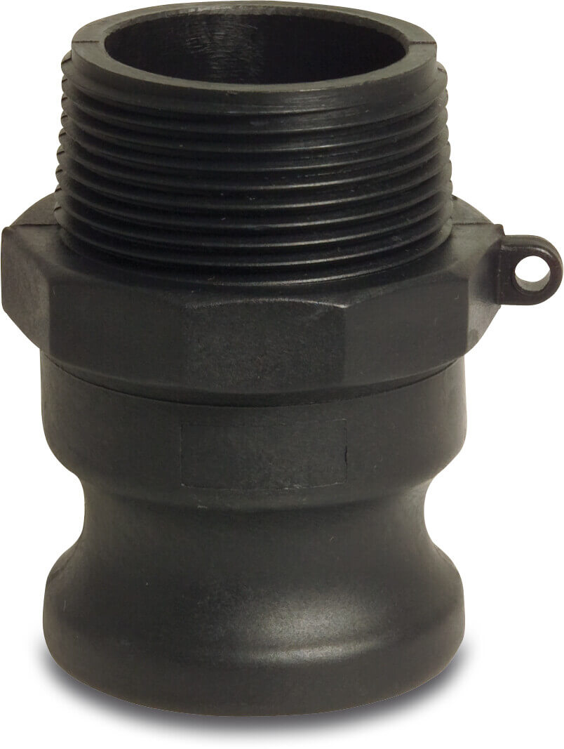 Quick coupler PP 1" male part Camlock x male thread 7,5bar black type Camlock F