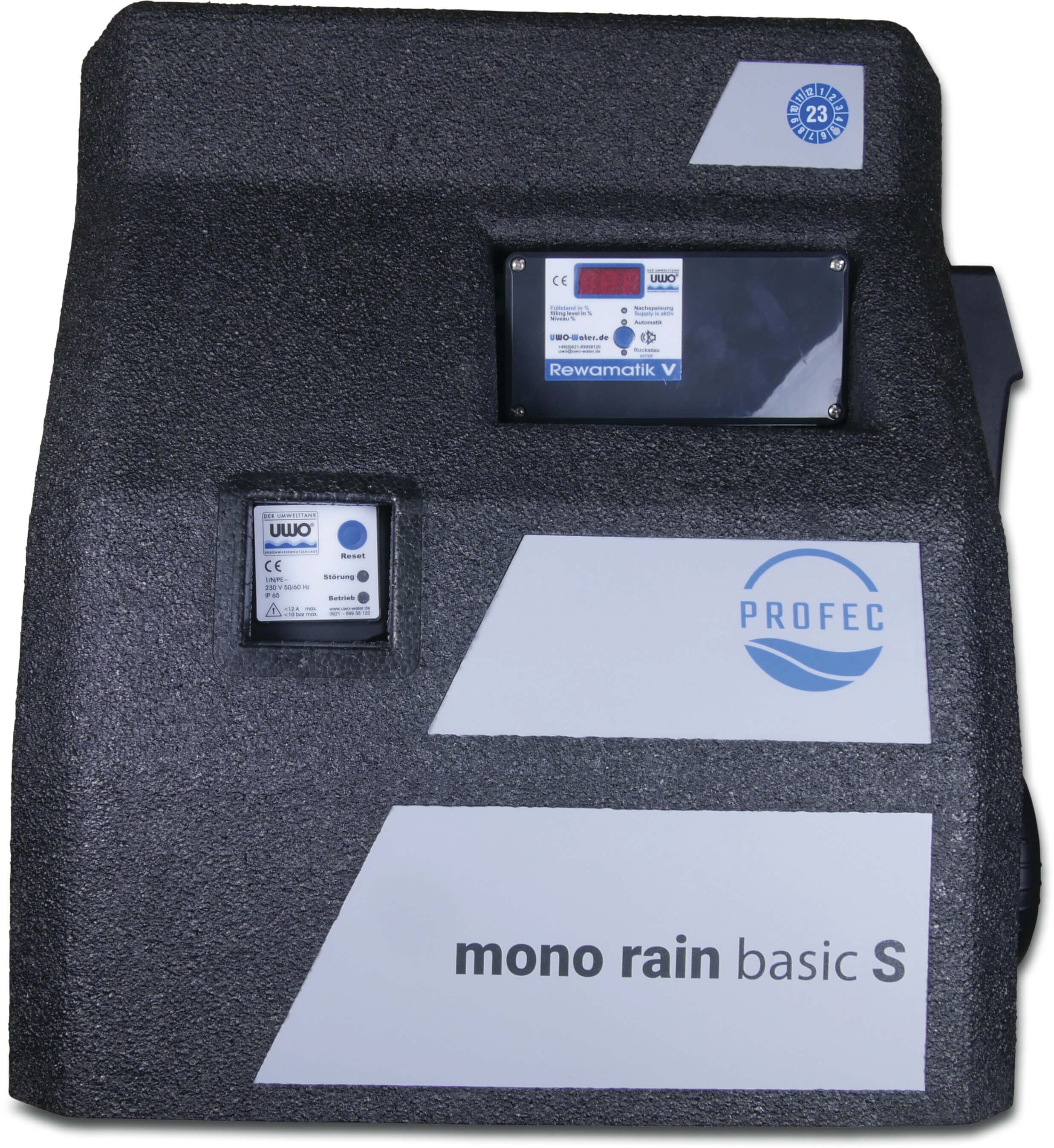 Profec Regenwatervoorzieningsmanager 5bar zwart DVGW type Mono rain basic S met zelfaanzuigende pomp en drukschakelaar