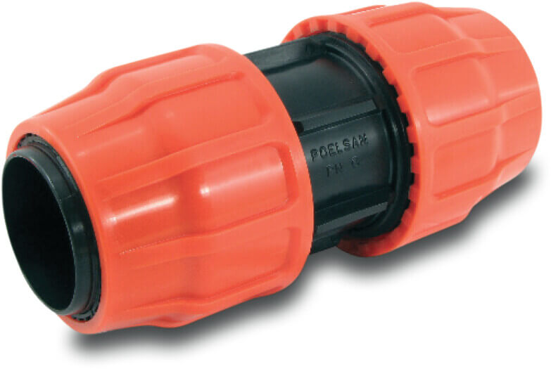 Kupplung PP 51 mm Klemm 10bar Schwarz/Orange Typ Layflat