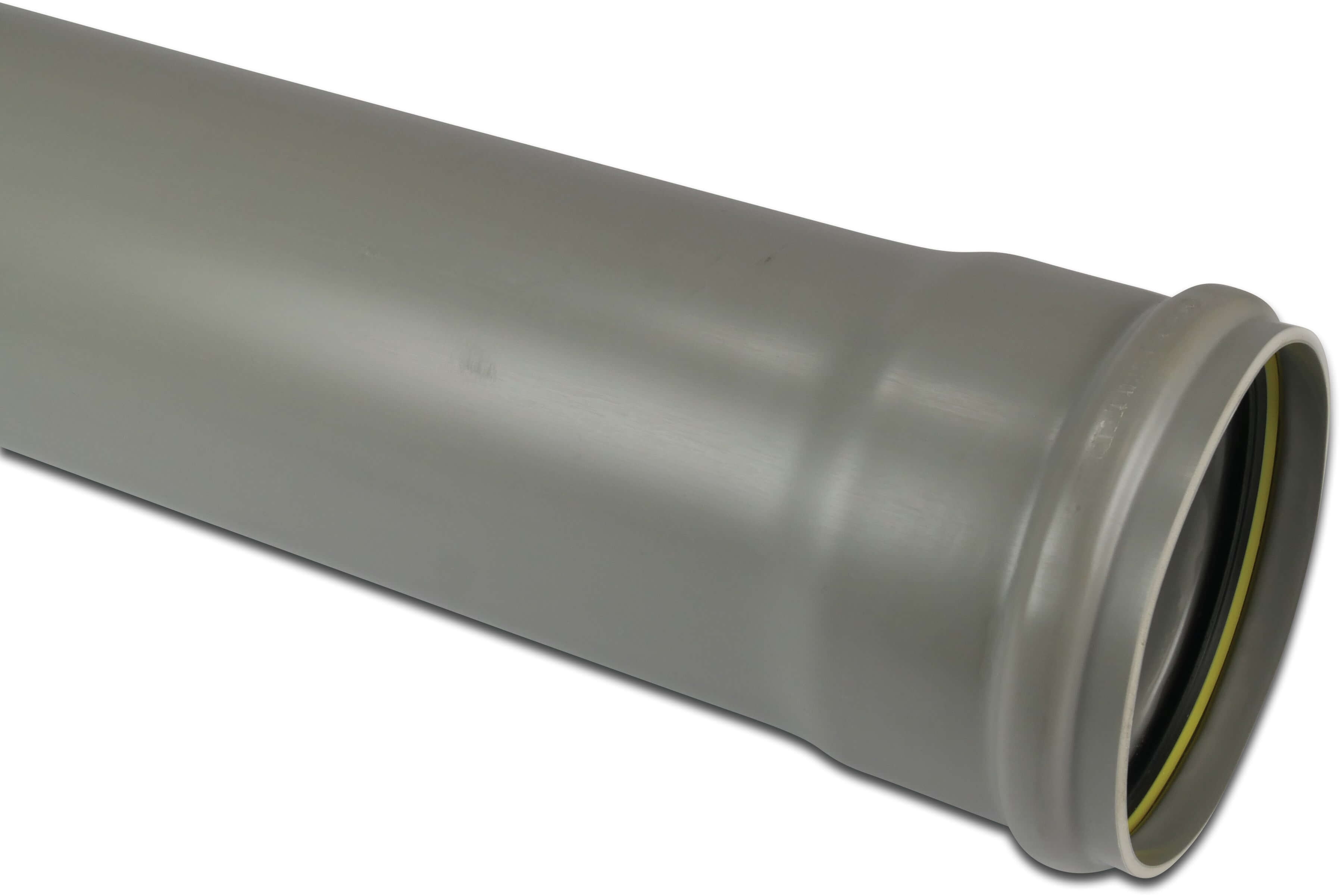 Drainage pipe PVC-U 110 mm x 3,2 mm SN4 ring seal x plain grey 5m BENOR