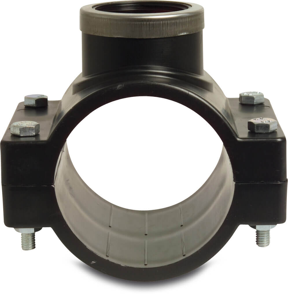 VDL Anbohrschelle PP 125 mm x 2 1/2" Schelle x Innengewinde 6bar Schwarz Typ Edelstahl Ring