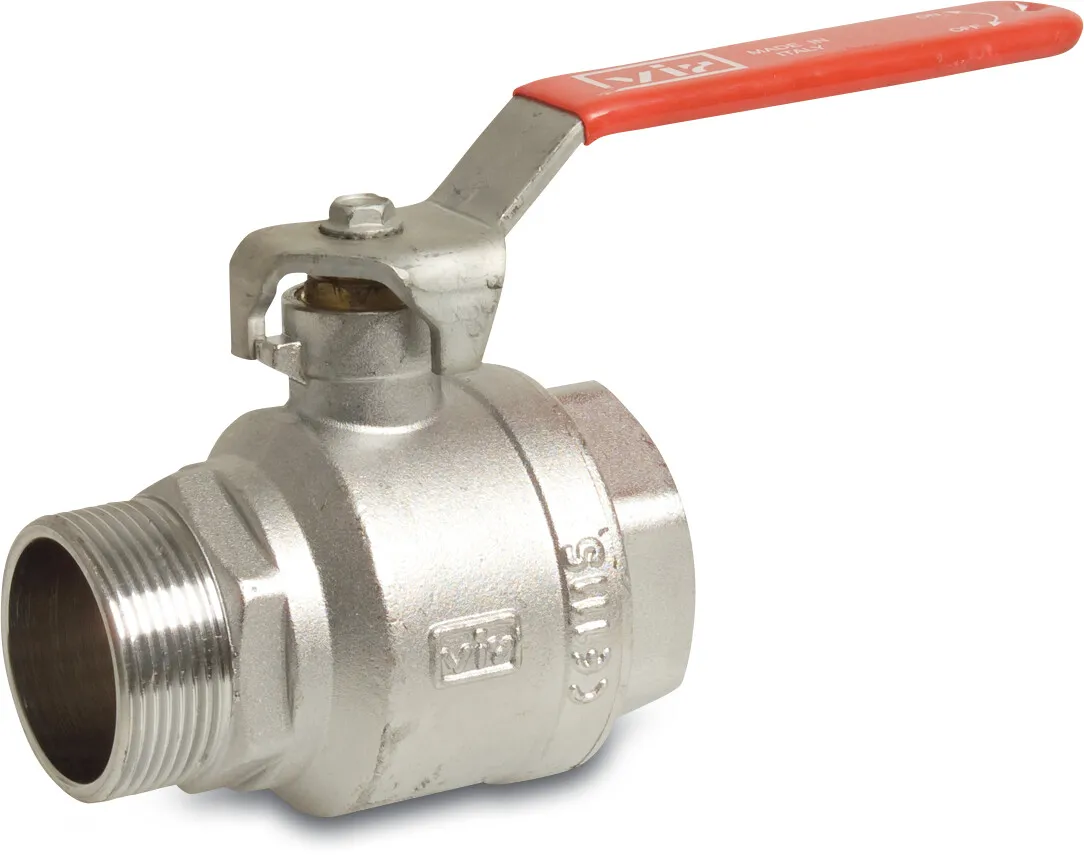 VIR Ball valve brass chrome plated 2" female thread x male thread 40bar WRAS/VA type K343