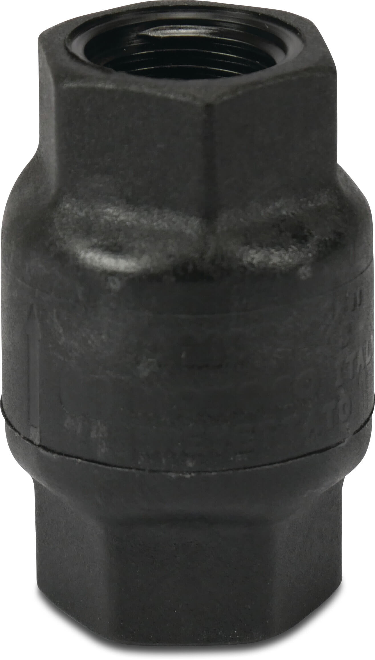 Non return valve PA glass fibre reinforced 1 1/2" female thread 6bar DN40 black type Amita