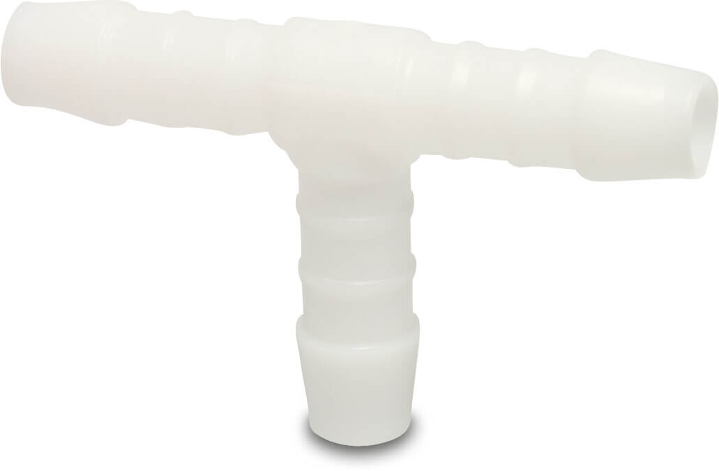 Hose tail T-piece 90° nylon 8 mm hose tail 10bar white