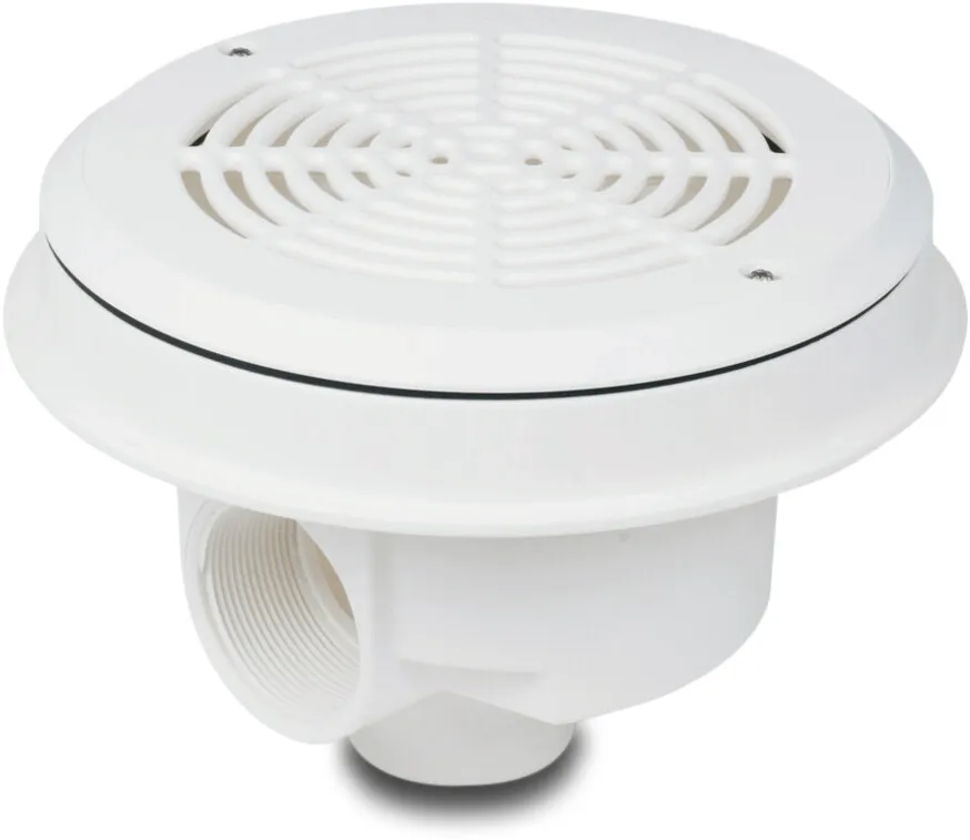 Ocean Bodemput ABS 50/63 mm x 2" lijmmof/spie x binnendraad wit met schroef M5 type Standard met RVS M5 draad