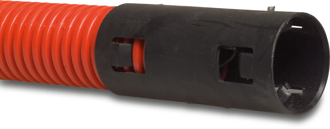 Kabelschutzschlauch PE 50 mm Klick Muffe x Glatt DN40 Rot/Schwarz 50m