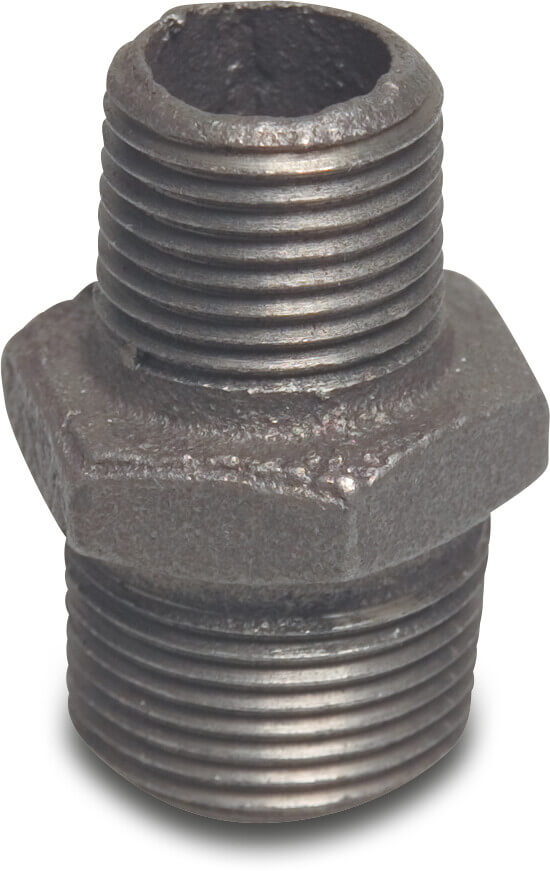 Profec Nr. 245 Reducer nipple cast iron black 1" x 1/2" male thread 25bar DVGW