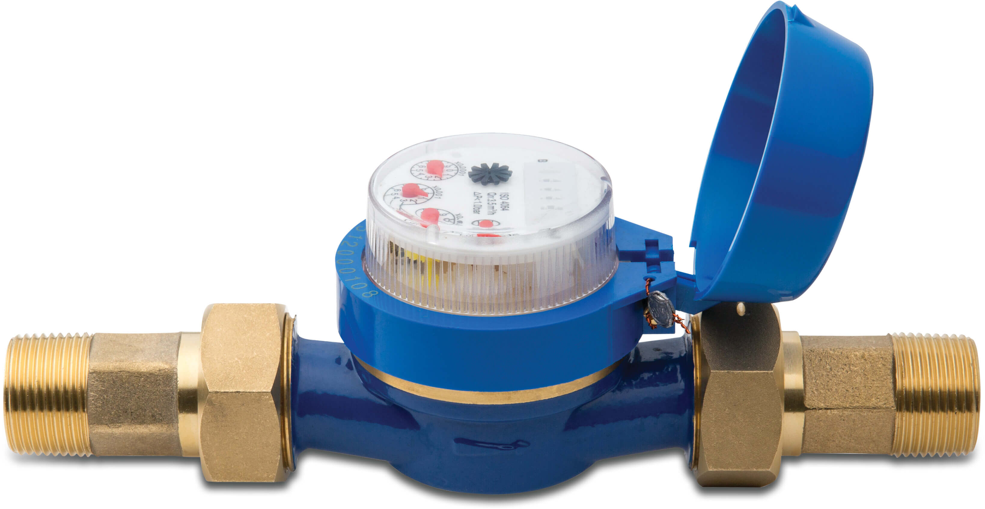 Hunter Flow meter brass male thread blue