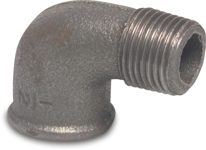 Profec Nr. 92 Elbow 90° cast iron black 1 1/2" female thread x male thread 25bar DVGW