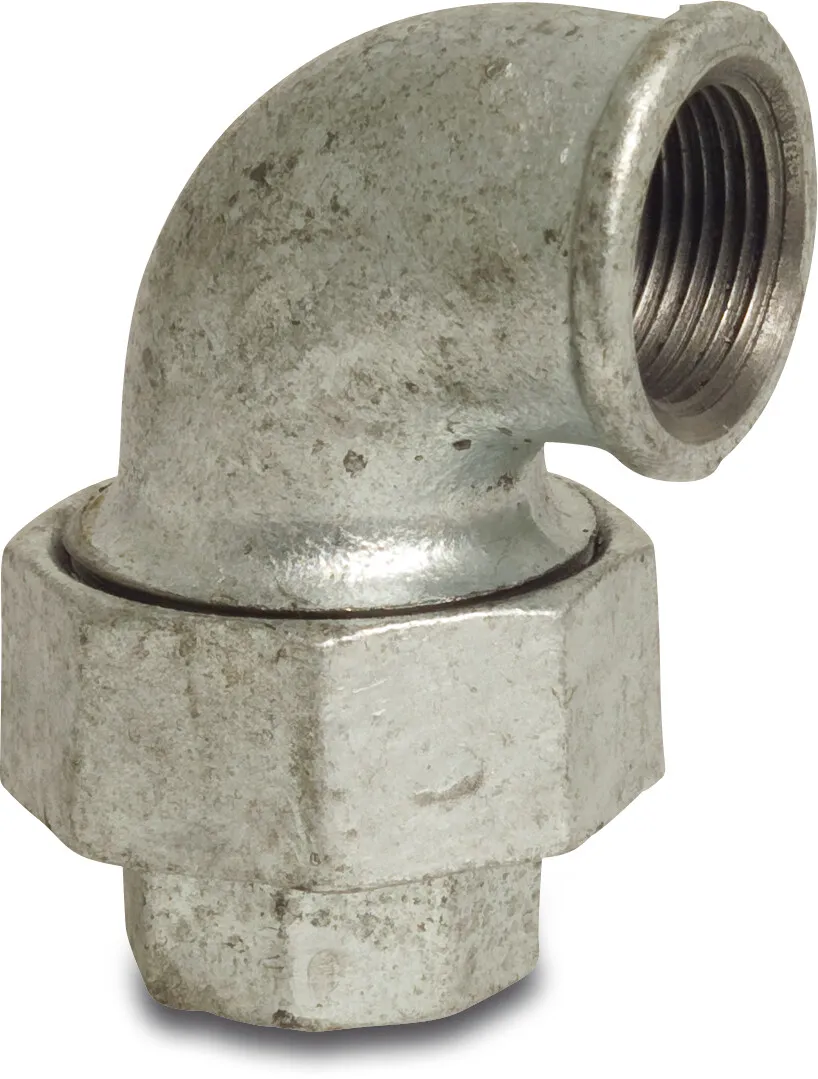 Nr. 96 Knie koppeling 90° gietijzer gegalvaniseerd 2" binnendraad type conisch P1