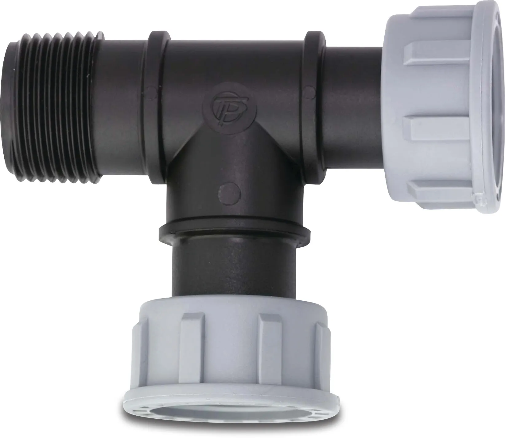 Tavlit Swivel T-stykke 90° PP 2" indvendig gevind x indvendig gevind x udvendig gevind 10bar type with O-ring
