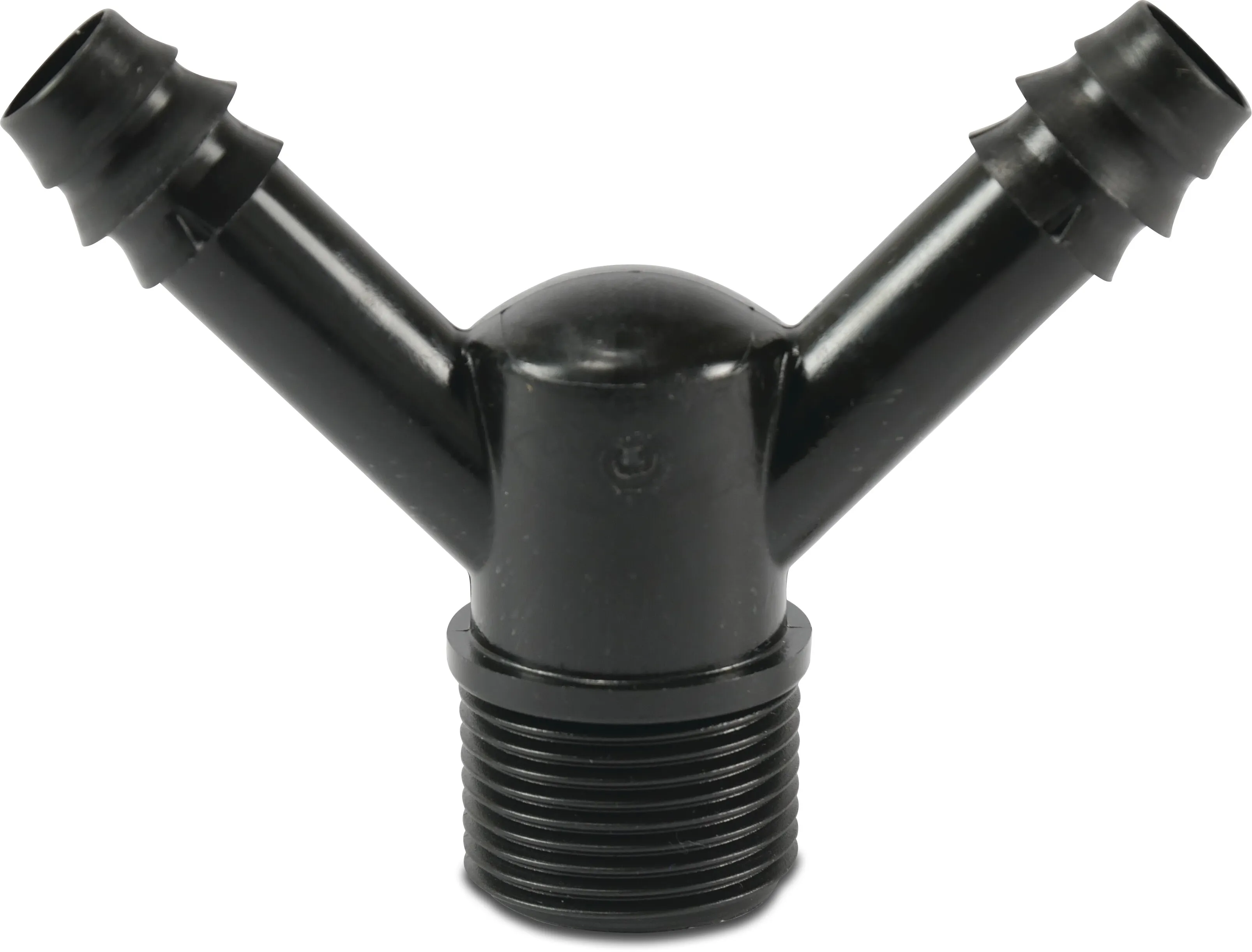Pièce en Y POM 16 mm x 3/4" x 16 mm cannelé x filetage mâle x cannelé 4bar noir