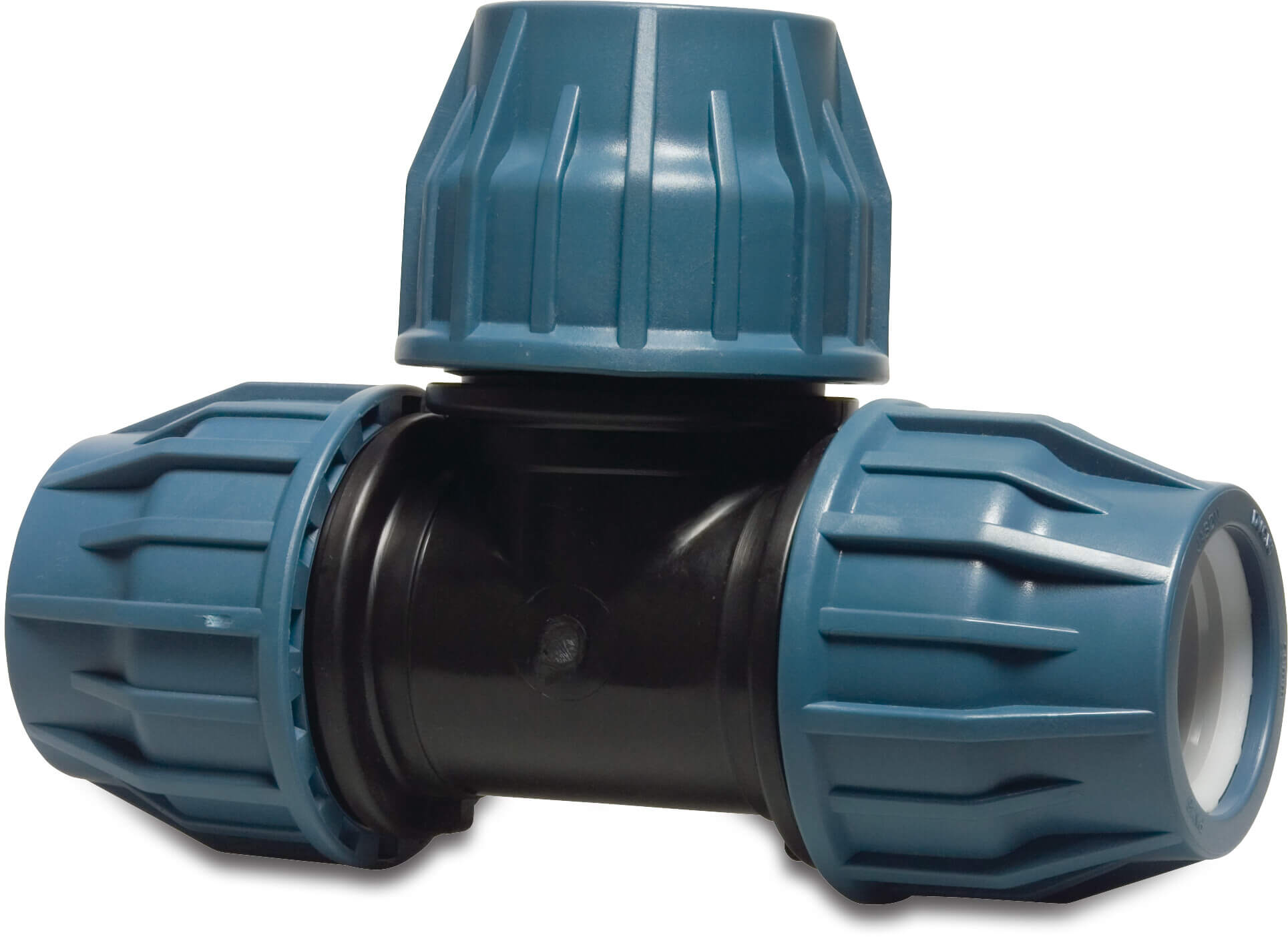 Jason T-piece 90° PP 25 mm compression 16bar black/blue DVGW/KIWA/WRAS/SVGW