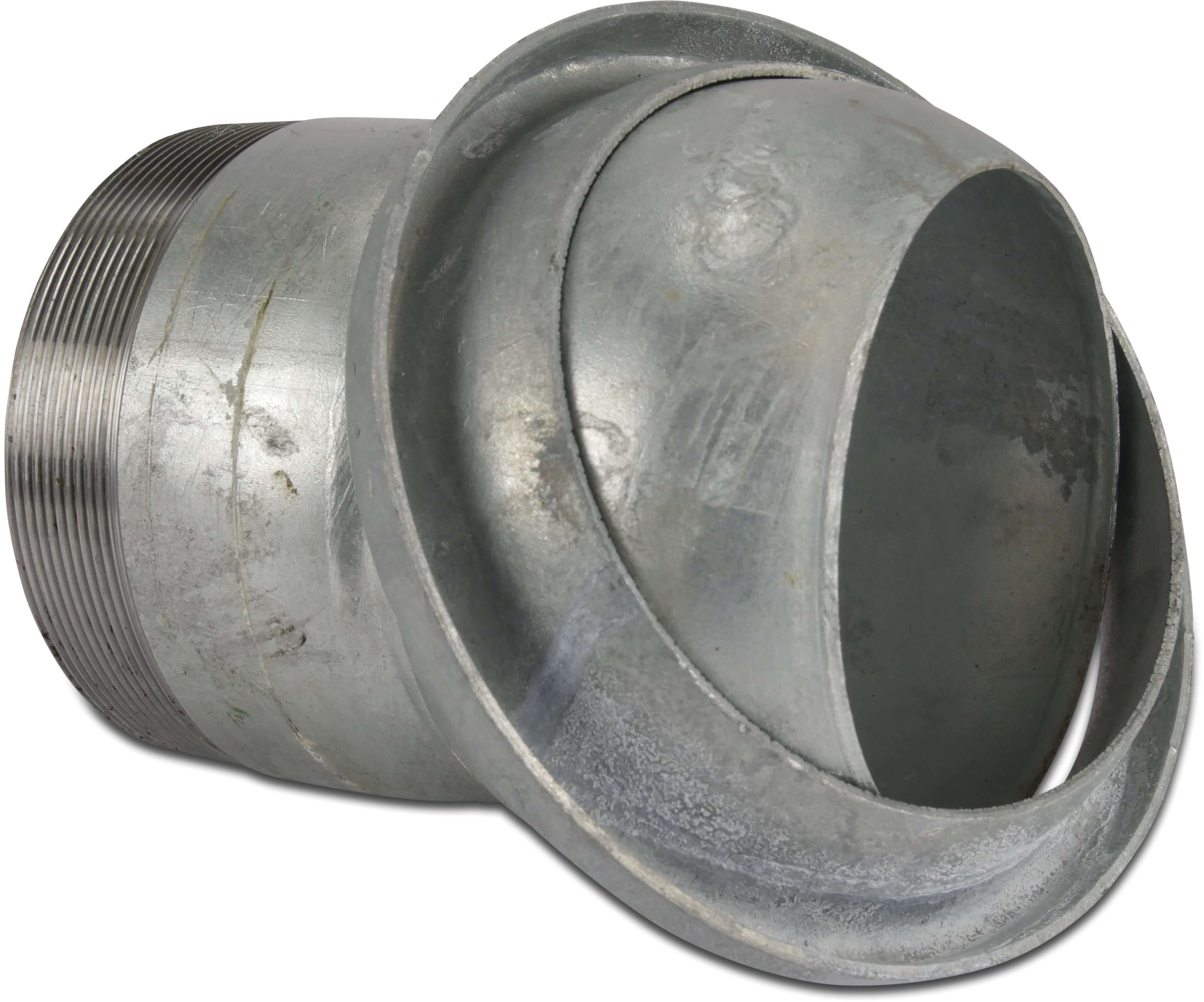 Quick coupler adaptor steel galvanised 100 mm x 4" male part Italian x male thread type Italian