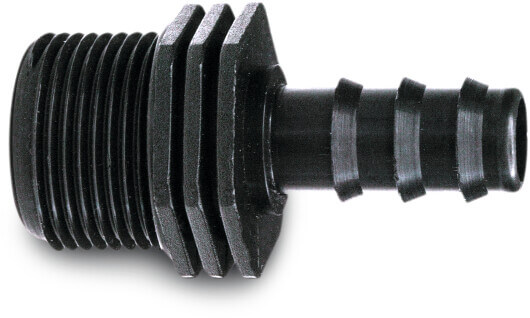 Adaptor PP 20 mm x 1/2" barbed x male thread black