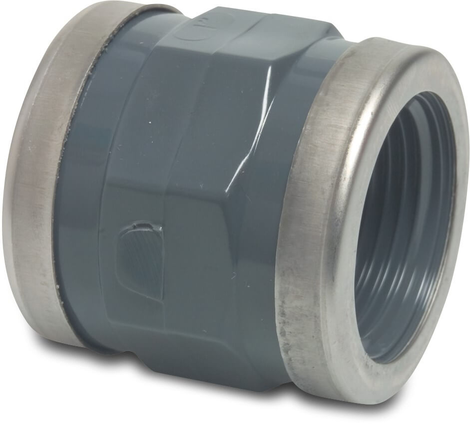 Profec Socket PVC-U 1/2" female thread 16bar grey type reinforced