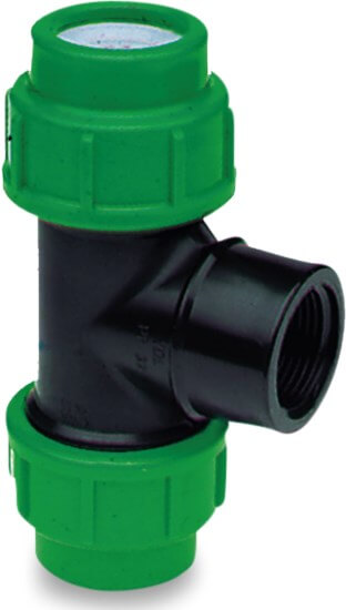 VDL Adaptor T-piece 90° PP 16 mm x 3/8" x 16 mm compression x female thread x compression 10bar black/green