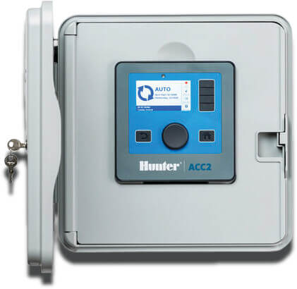 Hunter Steuergerät Edelstahl 24VAC Weiß/Blau Typ ACC2-1200 SS 12 Stationen