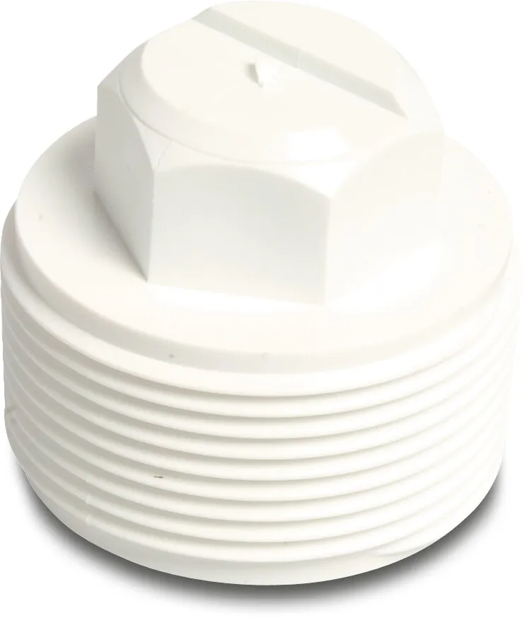Plugg PVC-U 1 1/2" utvändig gänga 10bar vit