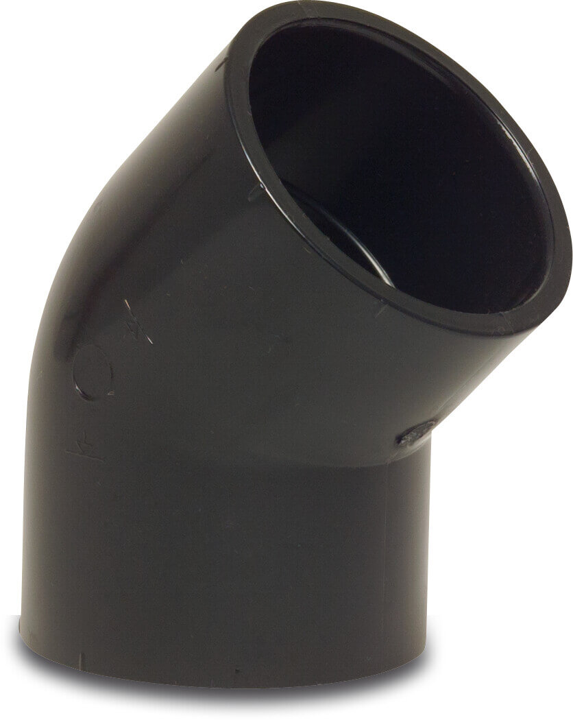 Praher Winkel 45° PVC-U 50 mm Klebemuffe 10bar Schwarz