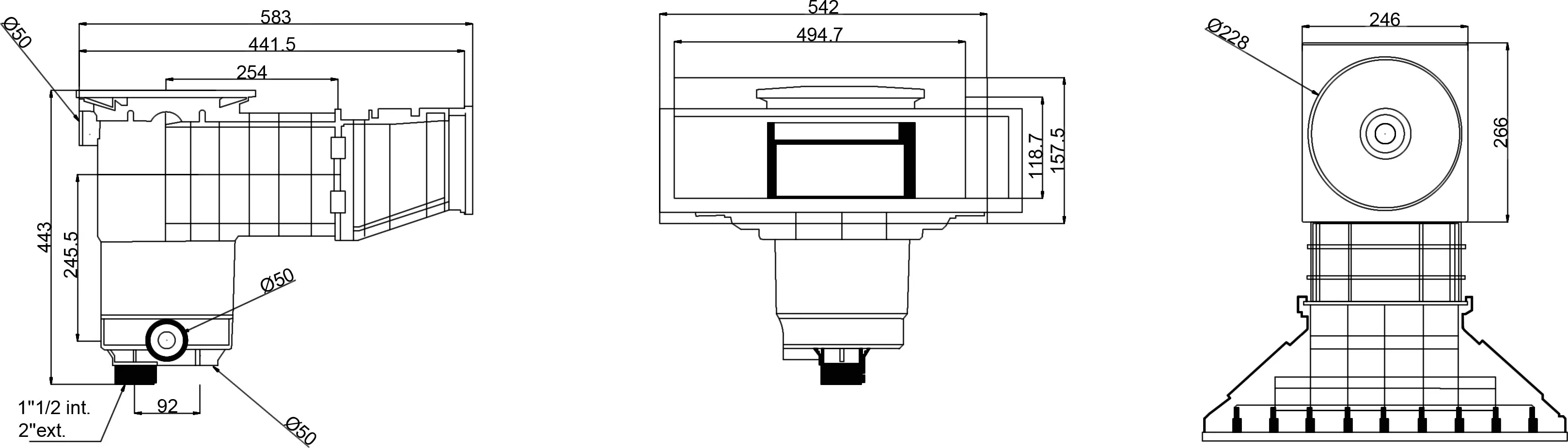 Weltico Skimmer ABS 1 1/2" x 2" female thread white type A500 Design