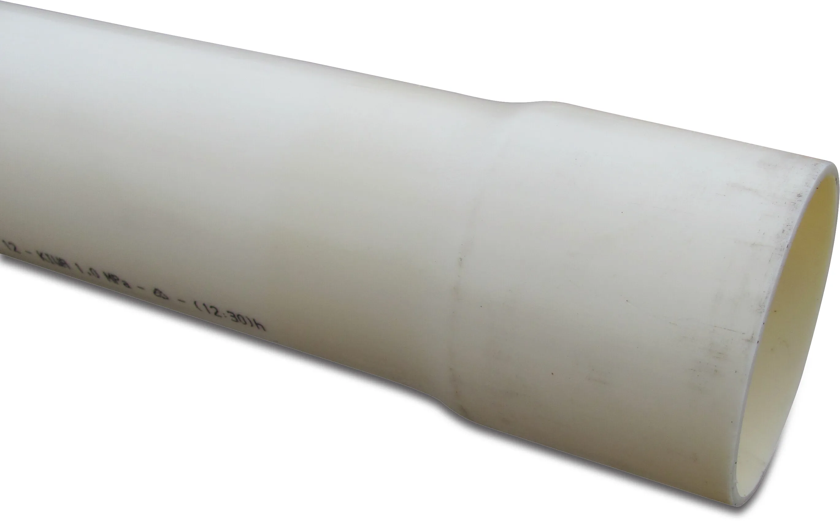 Pressure pipe PVC-U 160 mm x 4,9 mm glue socket x plain 8bar cream 5m KIWA