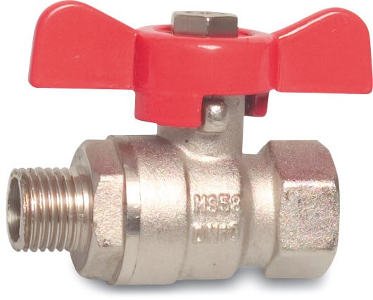 Profec Ball valve brass nickel plated 1/4" female thread x male thread 25bar type 105