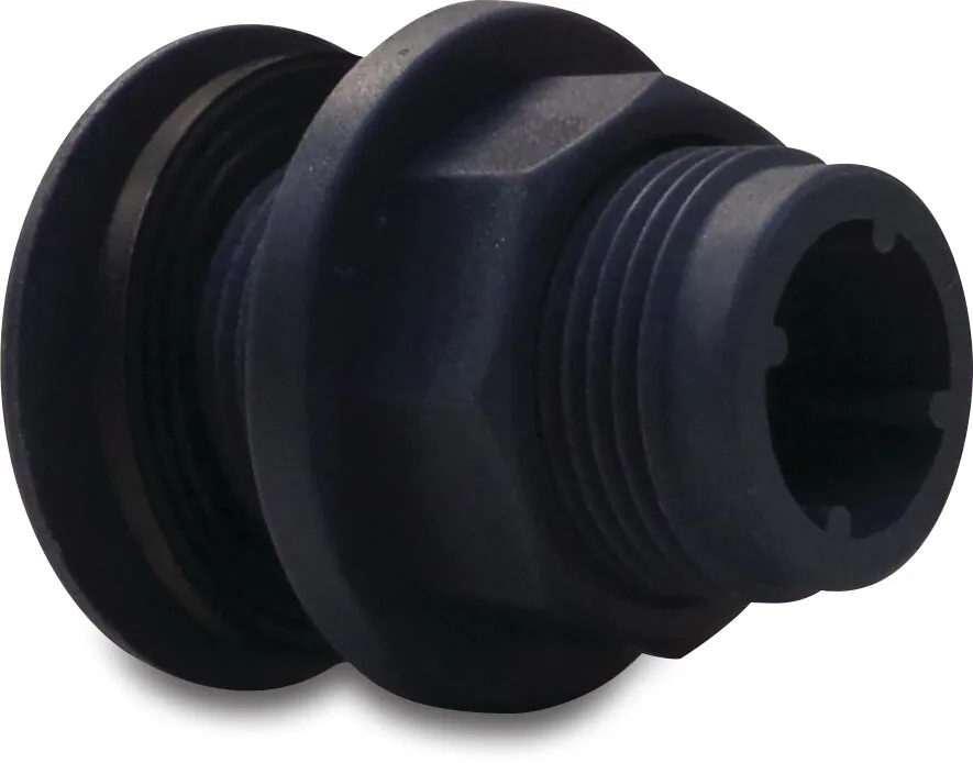 Tank connector PP 1 1/2" male thread 6bar grey