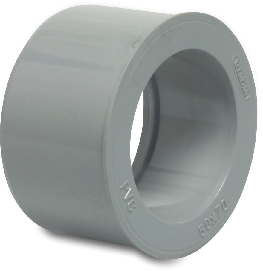 Reducer bush PVC-U 50 mm x 70 mm glue socket x spigot grey