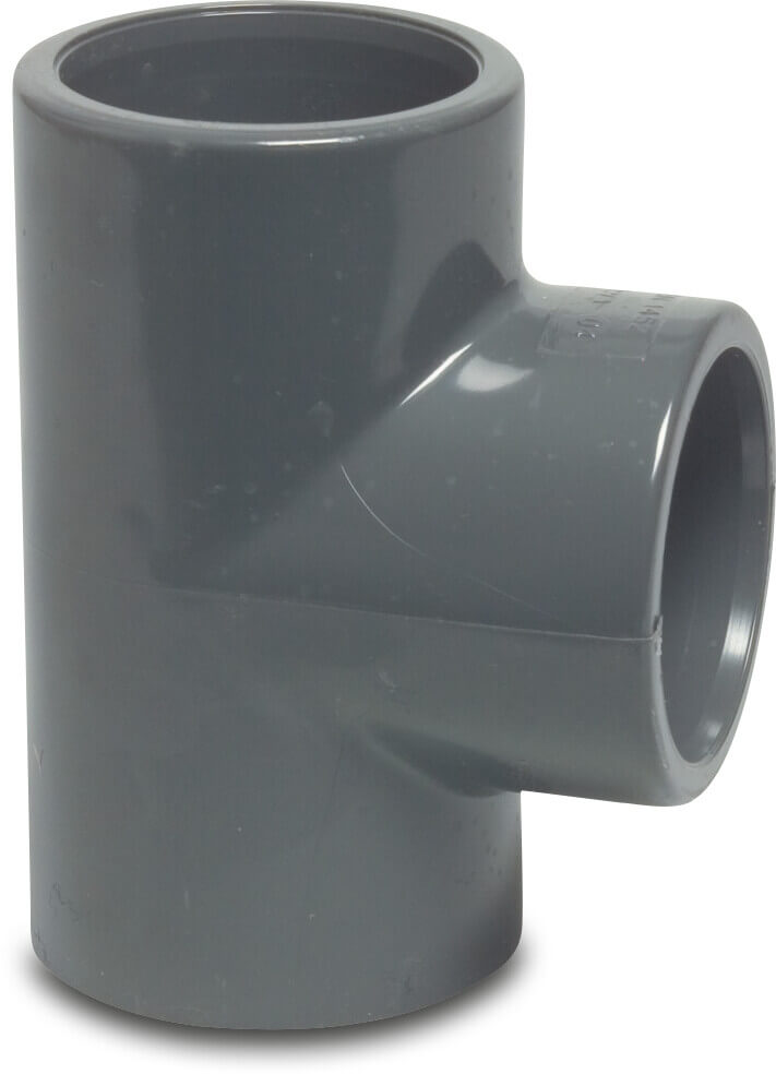 Profec T-Stück 90° PVC-U 25 mm Klebemuffe 16bar Grau KIWA