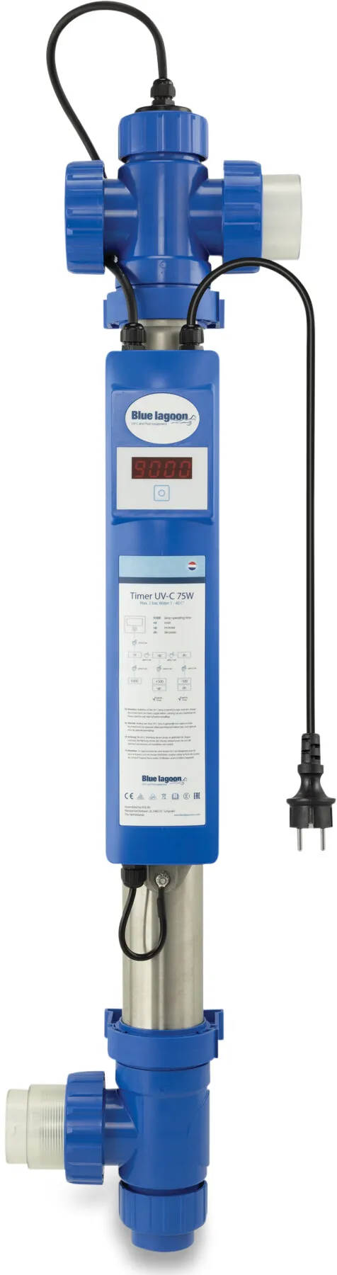 Blue Lagoon UV-C desinfektionsenhed 50-63 mm x 1 1/2" limmuffe x indvendig gevind 2bar type Timer UV-C 4ALL 75 W