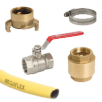 Messing fittingen, kleppen, slangen