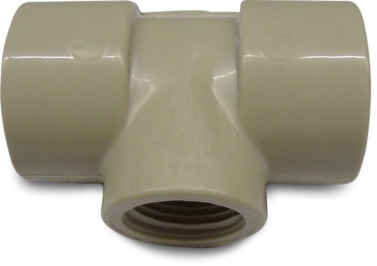 Reducer T-piece 90° PP 3/4" x 1/2" x 3/4" female thread 10bar beige