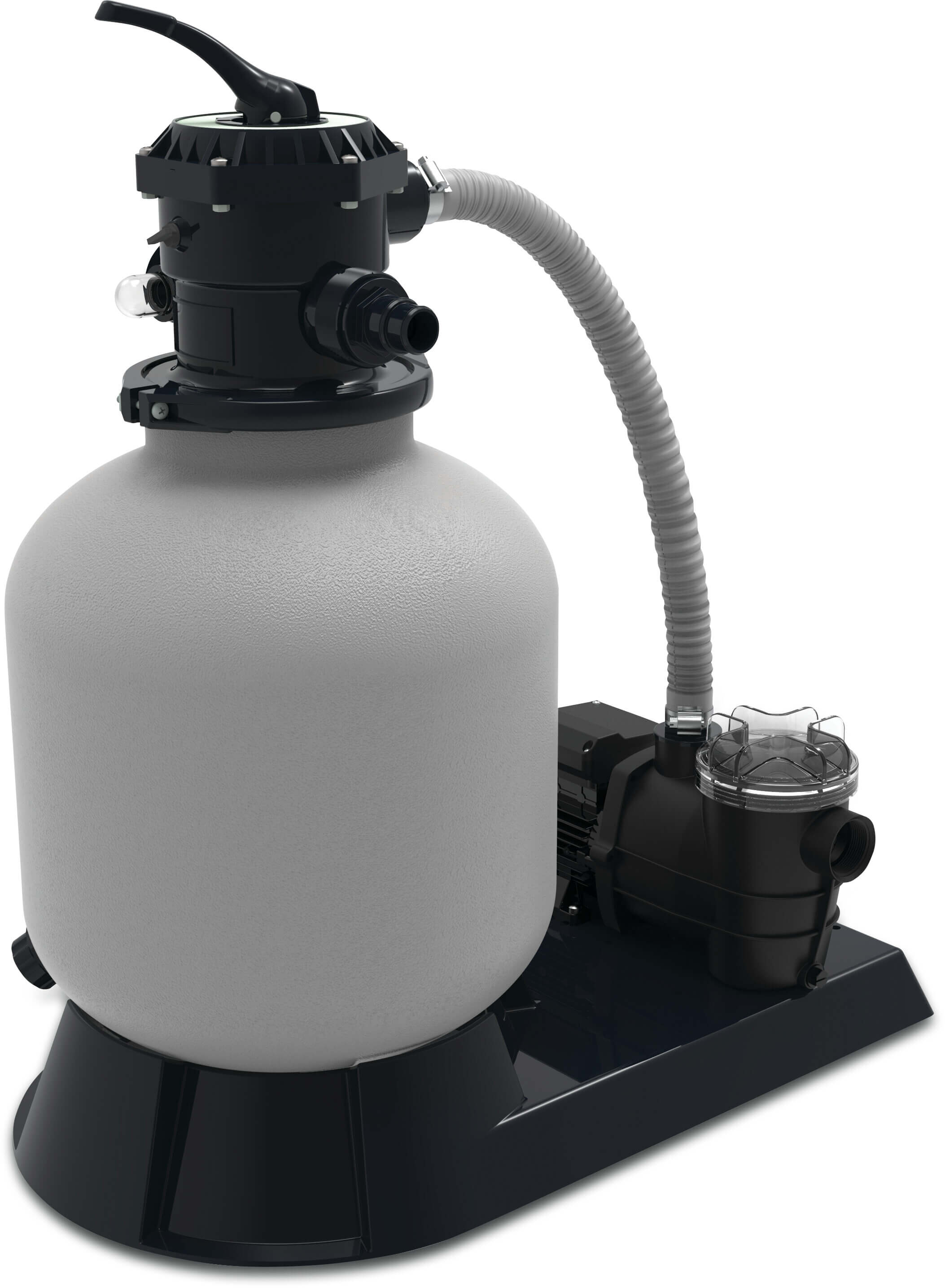 Pool Filter set 1 1/2" glue socket x female thread 3,5bar grey type 475 0.75HP