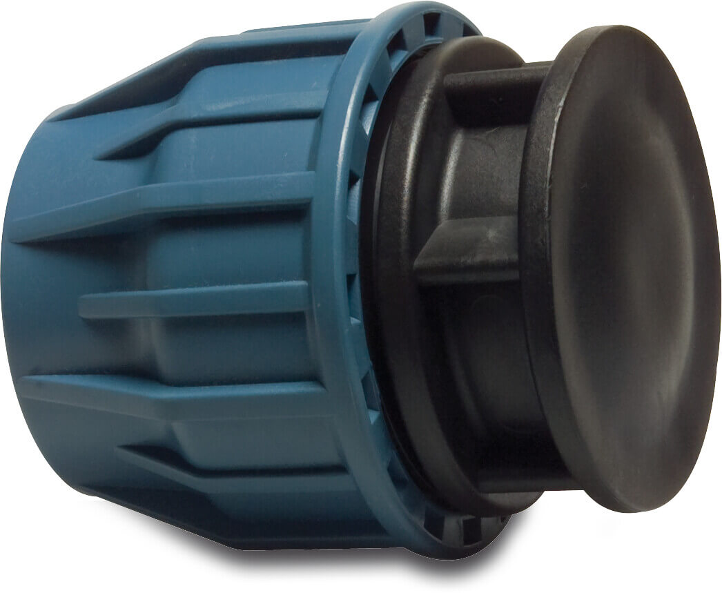 Jason Cap PP 50 mm compression 16bar black/blue DVGW/KIWA/WRAS/SVGW