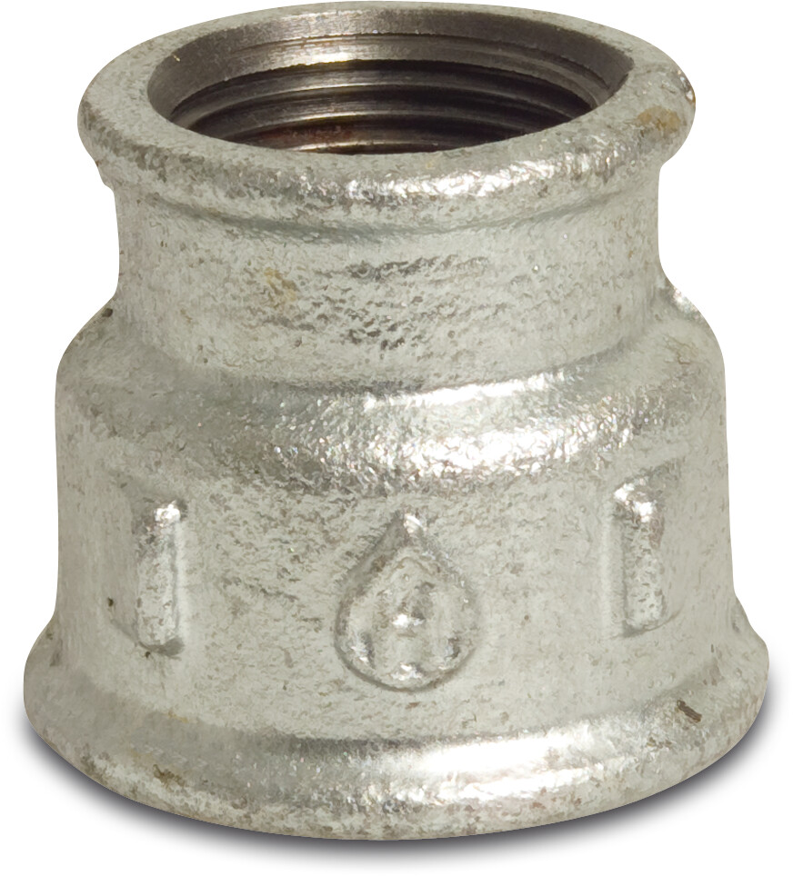 Profec Nr. 240 Reducer socket cast iron galvanised 1" x 3/4" female thread 25bar DVGW