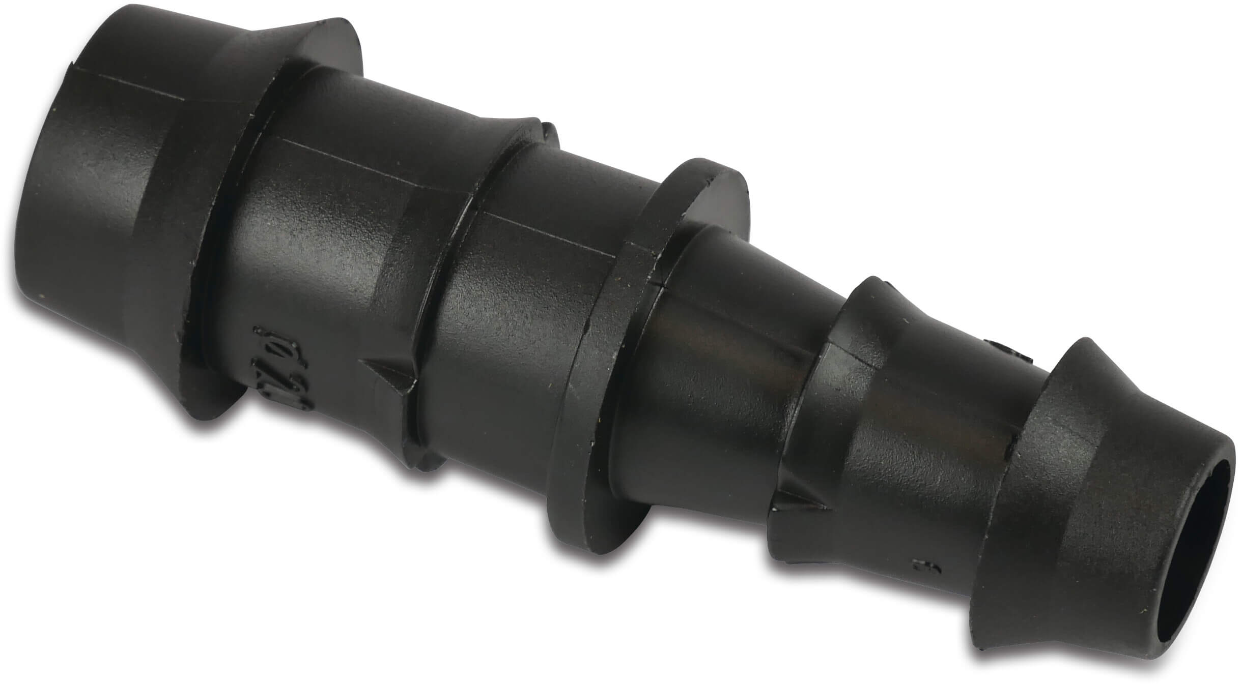 Verbindingspijpje PP 20 mm x 16 mm barbed 4bar zwart